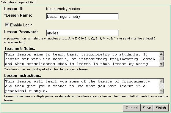 Edit Lesson Details